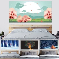 3d headboard red tent in snow night elk little beast in the forest spring tour living room wall home decor mural paste 90x180cm