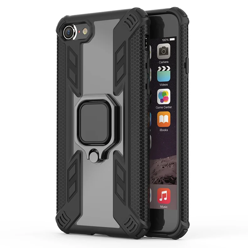 Luxury Armor Soft Shockproof Protective Case For iphone 8 7 6 6s Plus Xs Max Xr Back Cover Silicone Car Holder Ring Phone Cases |