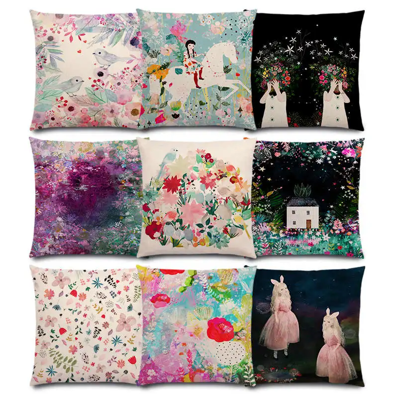 Милая девушка цветы лист Дерево Цветочный узор мечтательный сад фантазия Ночная