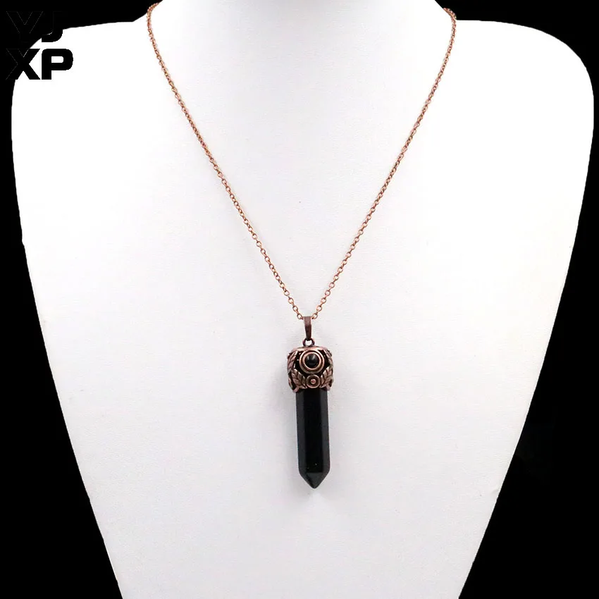 YJXP ретро красная медная звеньевая цепочка ожерелье натуральный кварцевый камень