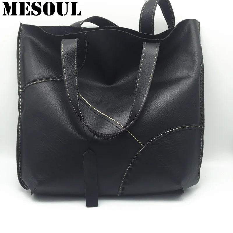 100% Genuine Leather Casual Tote Women Large Capacity Shopping Bag 2017 New Fashion Cow Leather Woman Handbags Big Shoulder Bag