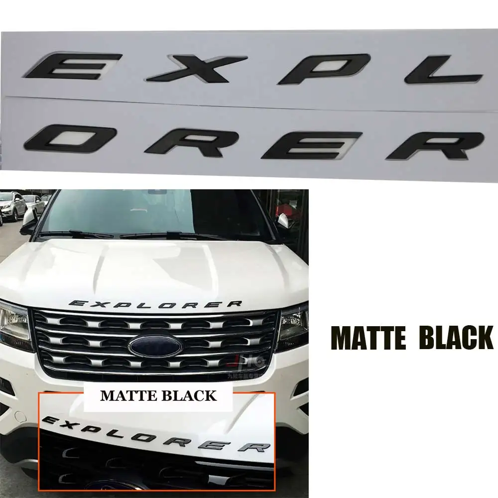 Matte Black DIY хром серебро графит черный капюшон эмблема буквы подходит для 2011- Ford Explorer Sport gloss с фиксированной наклейкой - Название цвета: Matte Black