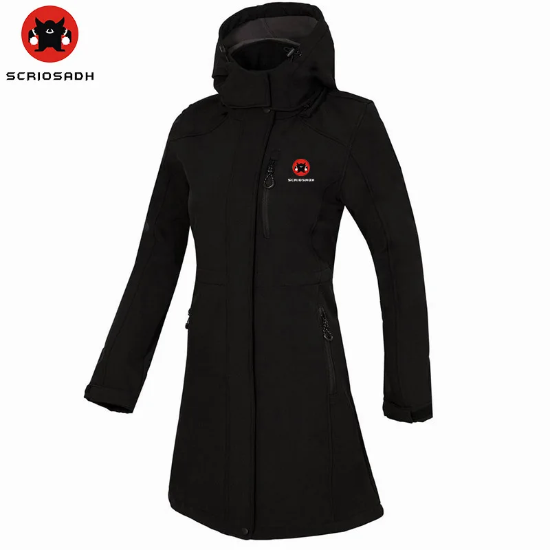 Женская флисовая куртка SCRIOSADH длинная ветрозащитная из мягкого флиса