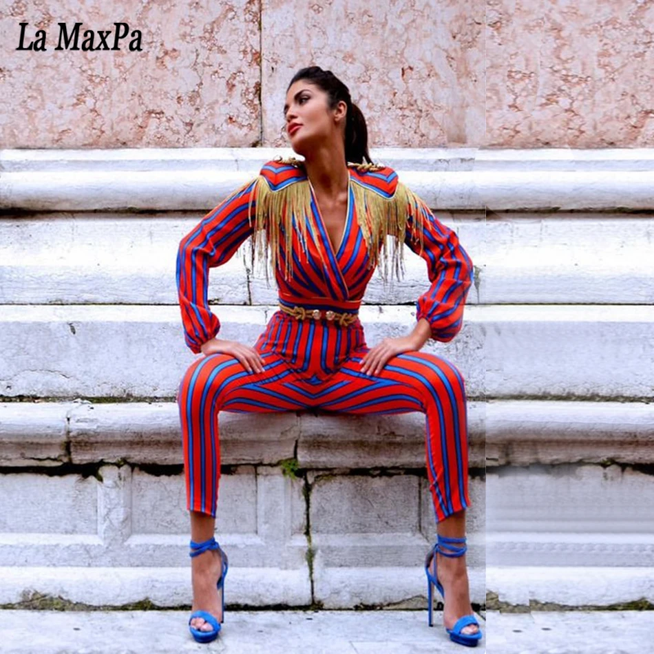 Новинка лета 2019 женский сексуальный Облегающий комбинезон с длинным рукавом и