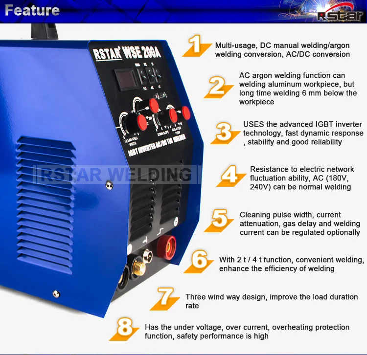 Инвертор многоцелевой wse200amp AC Алюминий Медь tig DC нержавеющая сталь tig сварка DC дуговая сварка(Технология IGBT