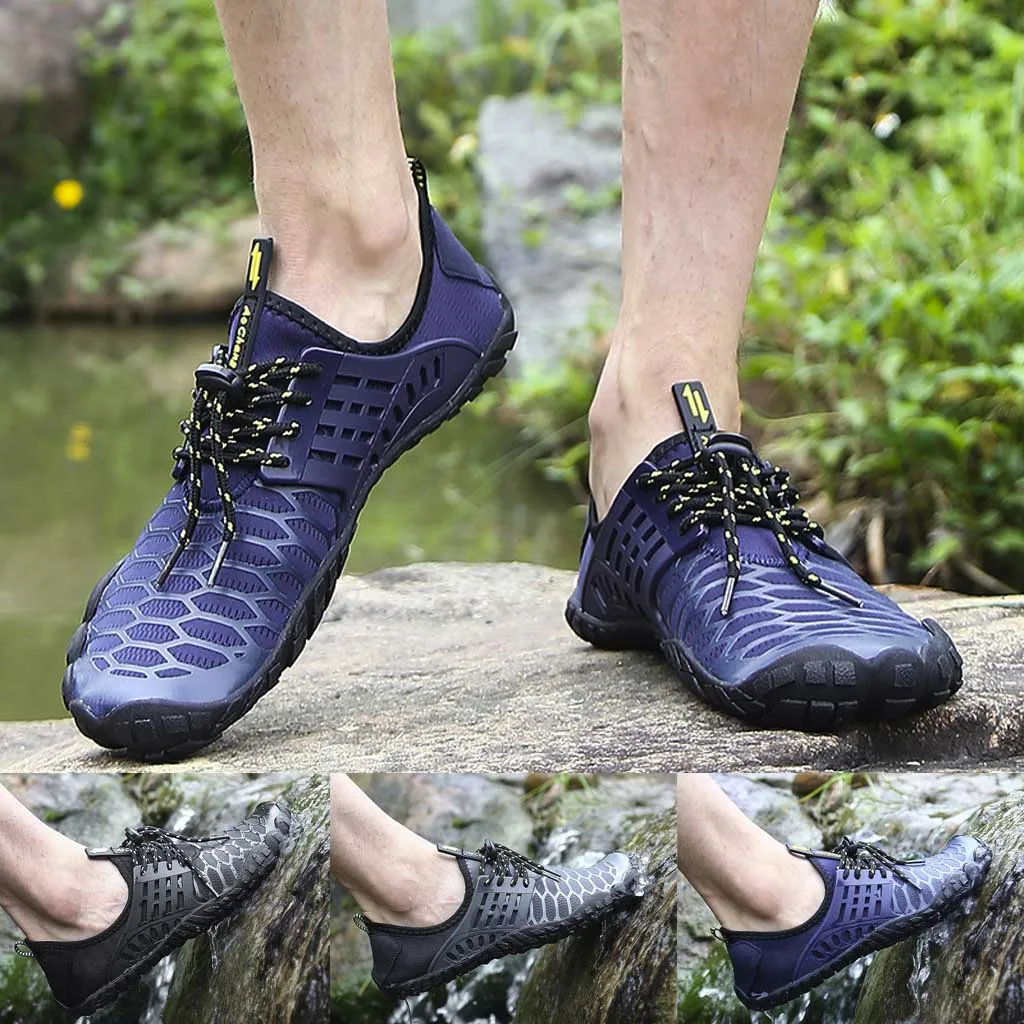 Men Mountaineer Sneaker Soft Swimming Lace Up Hollow Out Solid Blue Black Beach Snorkeling Quick Drying Water Shoes Baskets pour | Спорт и