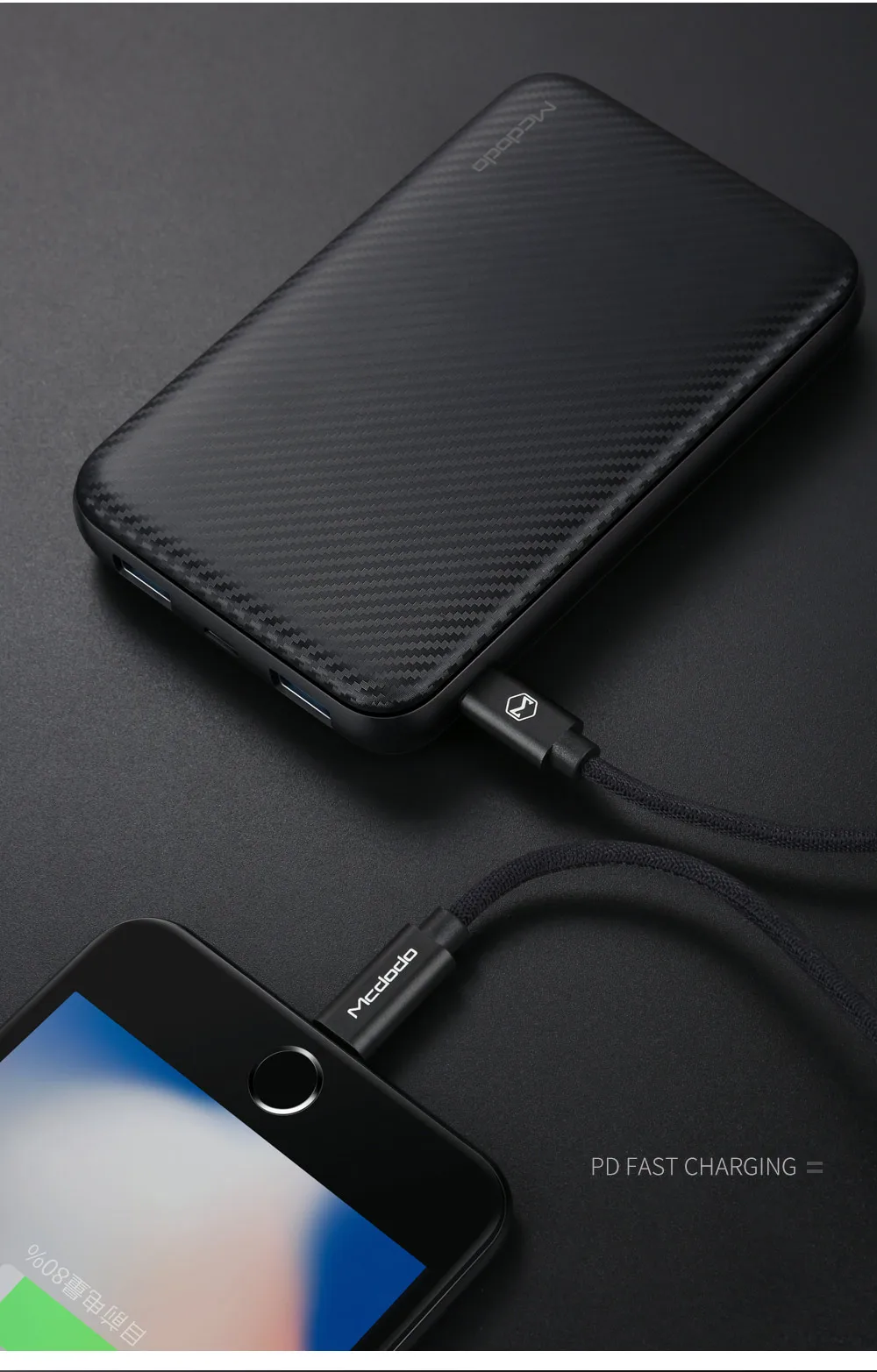 Mcdodo power Bank 10000 мАч Тип C PD Быстрая зарядка 3,0 USB power bank Внешняя батарея для Xiaomi IPhone повербанк