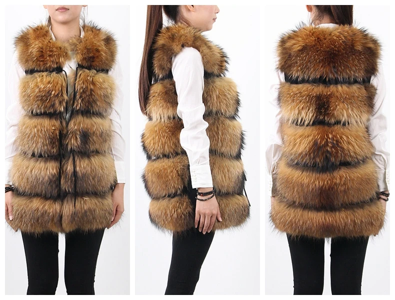 QIUCHEN PJ8050 Новинка года, Женская длинная куртка из натурального меха енота, кожаная куртка без рукавов