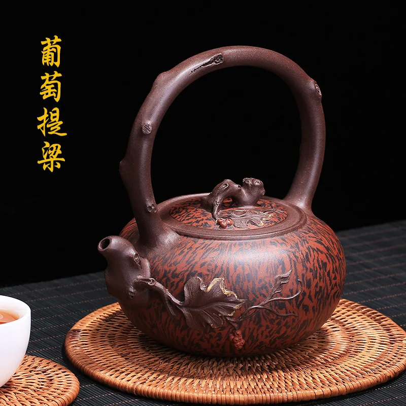 

Yixing recommended all hand undressed ore grape purple clay teapot girder zhi-gang cao craftsmen bamboo tea factory