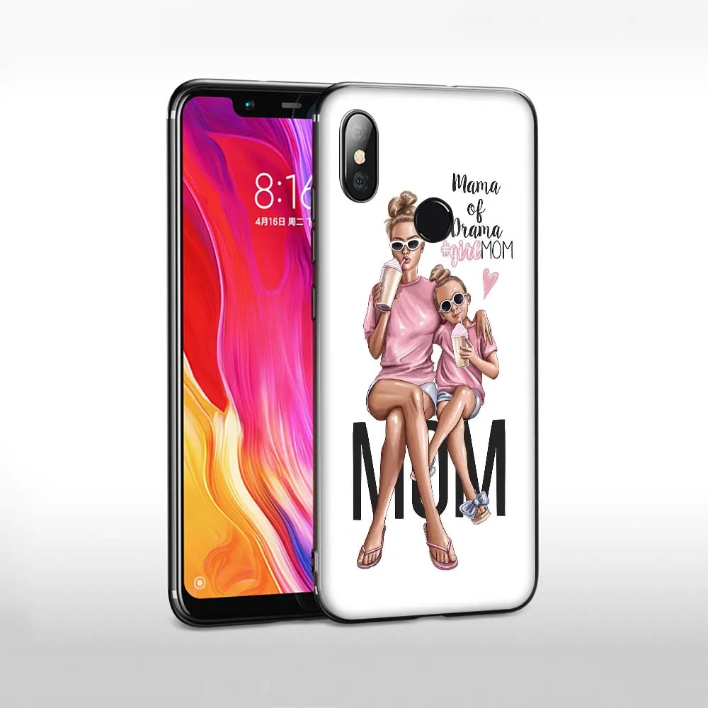 WEBBEDEPP Black Brown Hair Baby Mom Gir TPU Cover for Huawei P10 P20 P30 Lite Pro Mate 10 20 Lite P Smart Soft Case