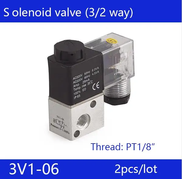 

2pcs free shipping good quality 3 port 2 position Solenoid Valve 3V1-06,have DC24v,DC12V,AC24V,AC36V,AC110V,AC220V,AC380V