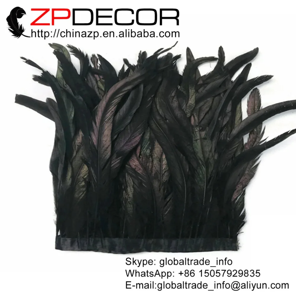 

ZPDECOR оптовая продажа 1 ярд/партия 35-40 см (14-16 дюймов) черный курятник Coque перо бахрома отделка для карнавала