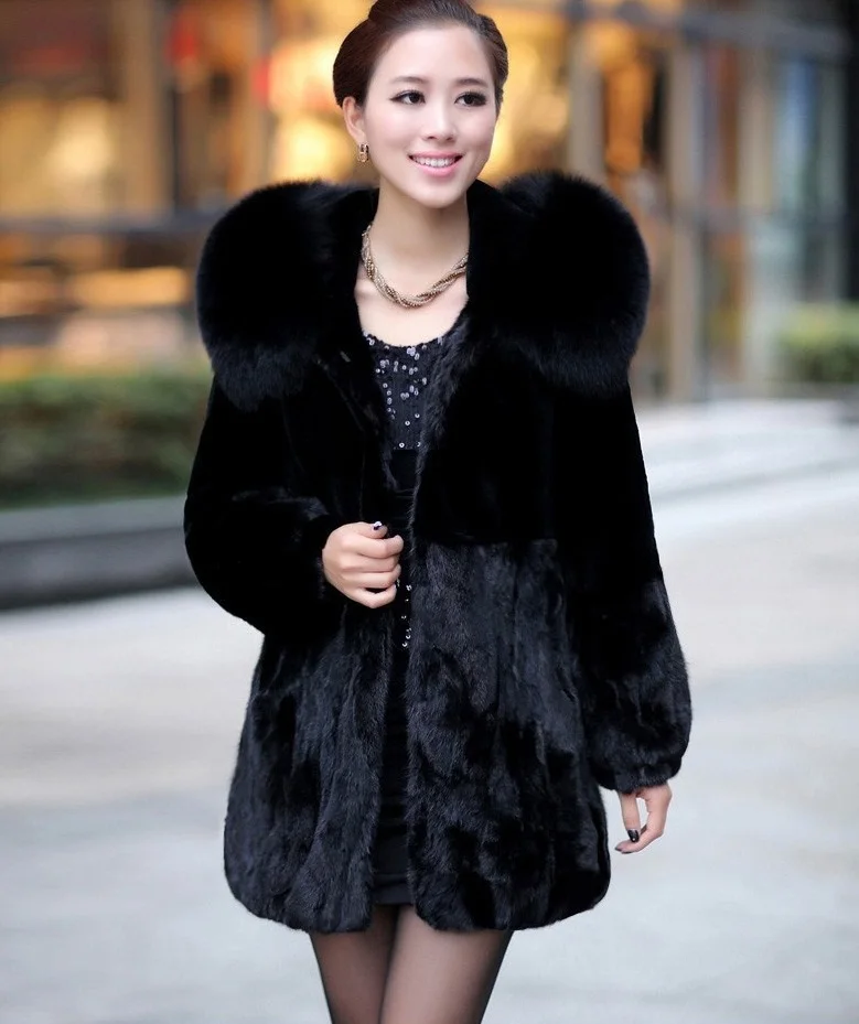 Новая зимняя шуба из меха норки и имитирующая кролика Рекс длина куртки Женское