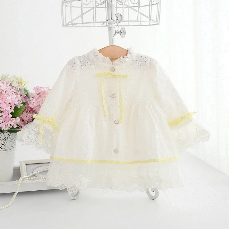 Весеннее платье для маленьких девочек принцессы с длинными рукавами и вышивкой