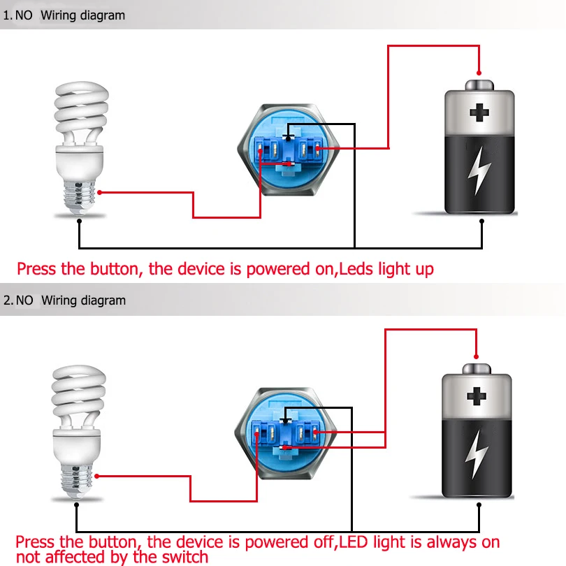 Водонепроницаемый металлический кнопочный переключатель 22 мм