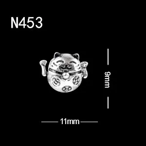 10pcs N453 10 шт./лот, 3D дизайн ногтей, год, удача, собака, удача, кошка, золотой слиток, сплав, кристалл, стиль, стразы, драгоценные камни, металл - Цвет: 10pcs N453