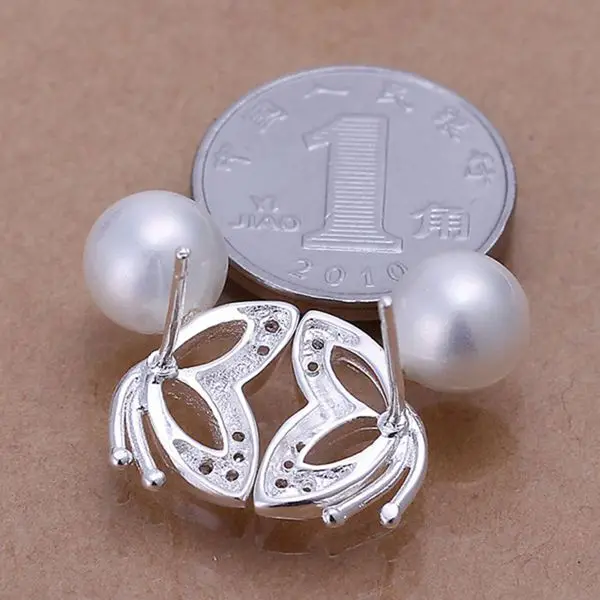 Посеребренные серьги посеребренные модные ювелирные изделия жемчужные белые