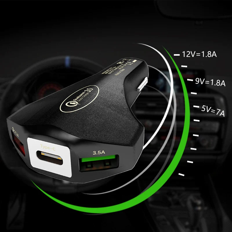 Автомобильное зарядное устройство Vogek QC3.0 с двумя usb-портами 5 В 3 А Type-c быстрое