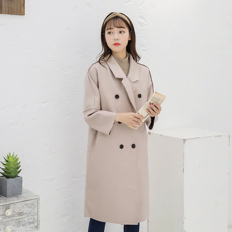 Женское длинное шерстяное пальто Cappotto Donna плотное свободное Abrigo Mujer модель 5Zc0135F