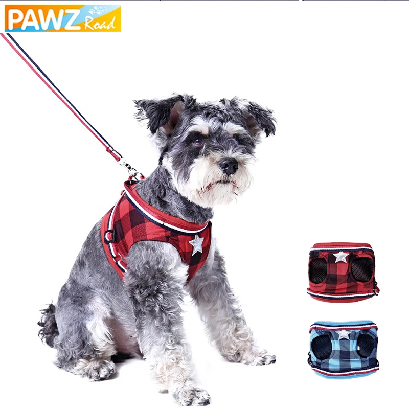 Жилет PAWZRoad для домашних питомцев регулируемый поводок клетчатый безопасный