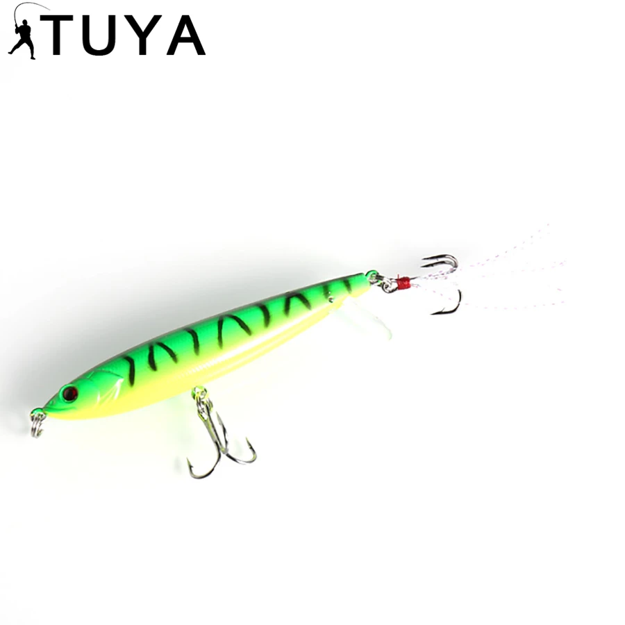 TUYA 1PC Ручка Рыболовная приманка верхняя вода Минноу Искусственная твёрдая приманка Поплавок верхняя вода Хвойная палочка Поппер 9,5 см 13 г.