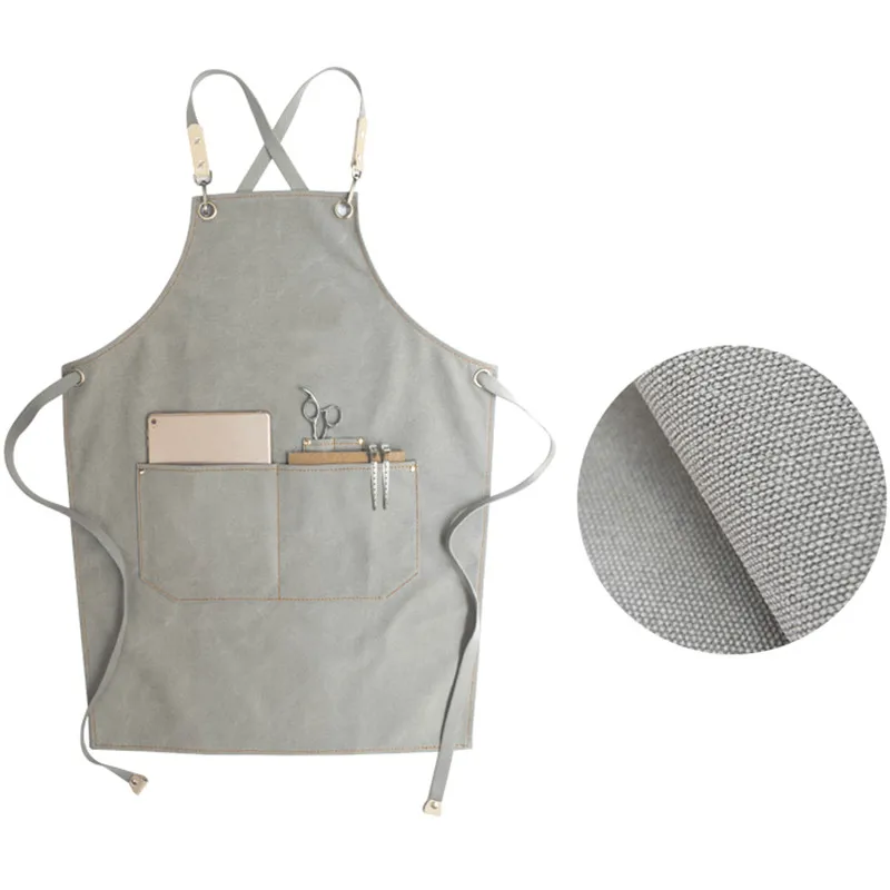 Gray Canvas B Серый хаки холст фартук хлопок ремень бариста бармен официантки печенья шеф-повара Униформа флорист парикмахер рабочая одежда B98 - Цвет: Gray Canvas B