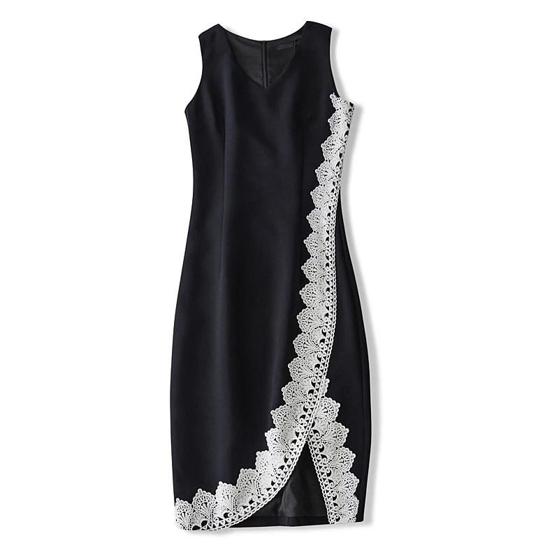 2017 лето V-образным Вырезом Полосатый Средний-Икра Танк платье Без Рукавов Краткое