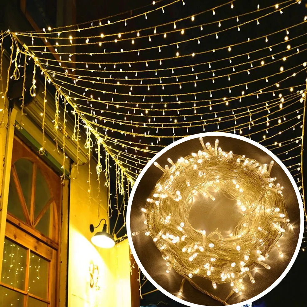 Фото LED String Lights 100 LEDs Waterproof Holiday lighting For Fairy Christmas Tree Garden Wedding Party Decoration EU/US Plug Освещение LED String Lights 100 LEDs Waterproof Holiday lighting For Fairy Christmas Tree Garden Wedding Party Decoration EU/US Plug Освещение