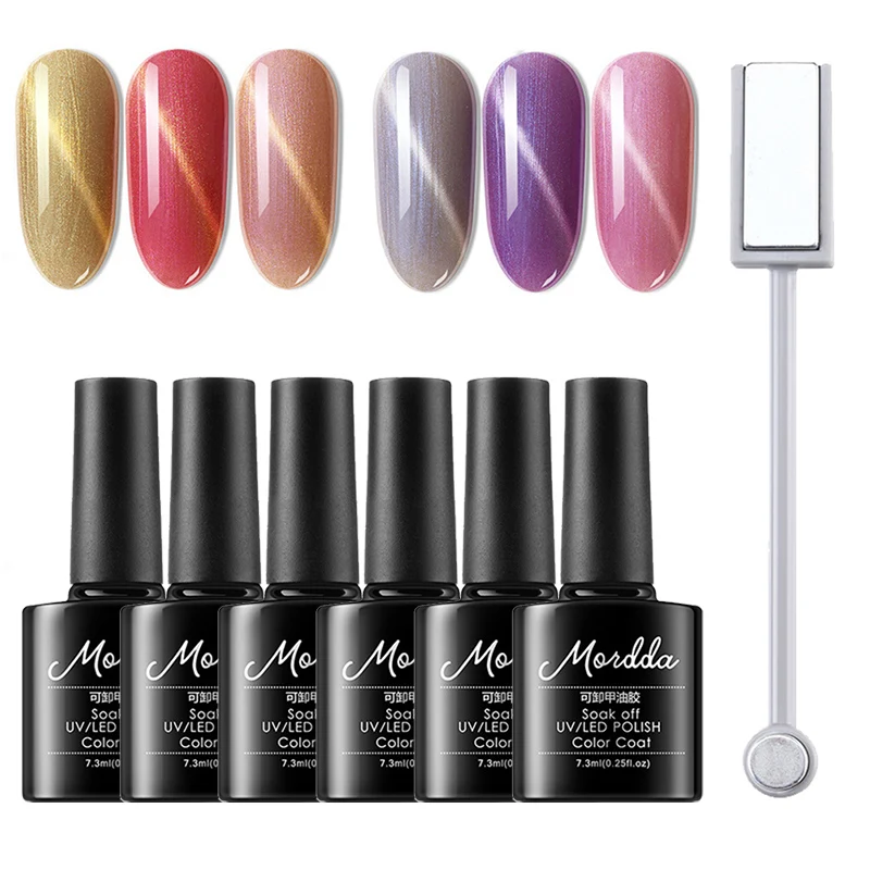 6pcs Nail Polish Glue Mermaid Charm Glass Star Gold Light Super Bright Gradient 3D Magnet Detachable Vat Eye | Красота и здоровье