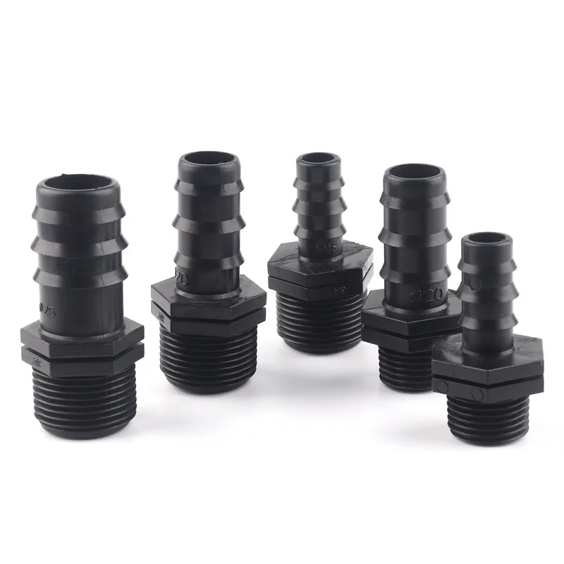 

3pcs 1/2" 3/4"-16~25mm PE Pipe Connector Irrigation Hose Pagoda Connectors Irrigation Pipe Threaded Straight Connector Adapter