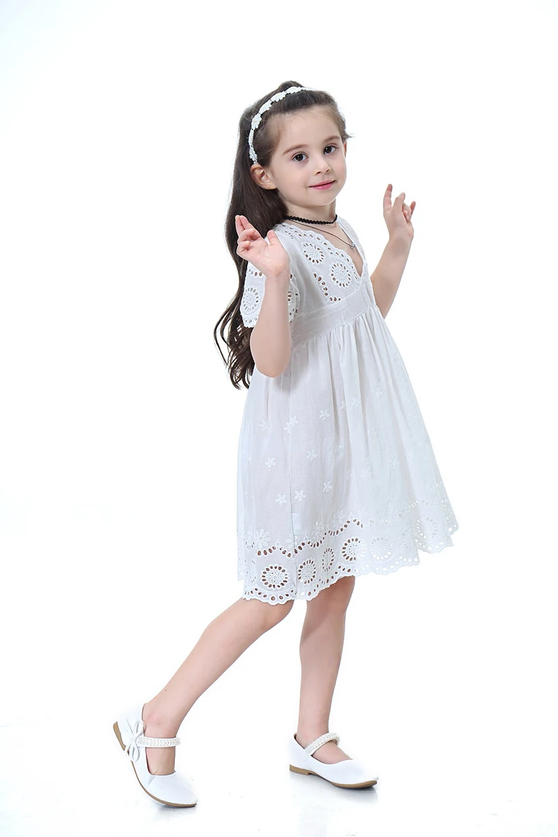 Платье для маленьких девочек 2020 Летнее цветочное белое хлопковое платье