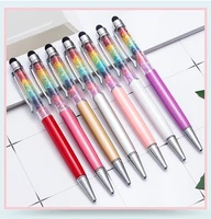 50pcs kawaii crystal ballpoint pen fashion girl rainbow crystal metal novelty stylus touch pens for school office supplies bulk