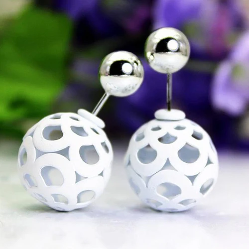 Серьги с искусственным жемчугом уникального дизайна двойные полые шарики серьги