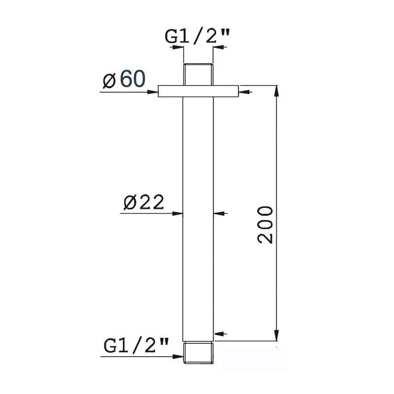 Высококачественная серебристая прямая круглая настенная душевая рукоятка с фланцем для увеличения длины головы душа 20 см.