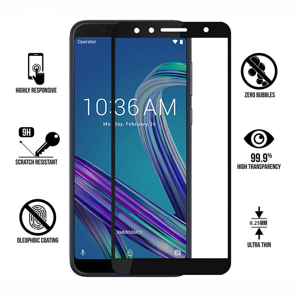 Закаленное стекло с полным покрытием для ASUS ZenFone Max Pro M1 ZB601KL ZB602KL Защитная пленка