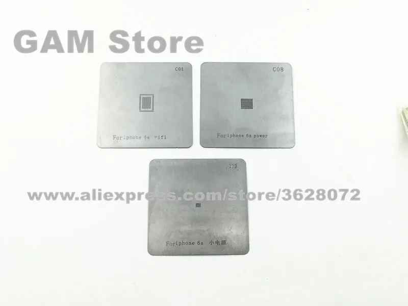 

For iPhone 6S Wifi Big Small Power IC BGA Stencil PMD9635 Reballing Pin BGA Direct Heating Template 3pcs/set