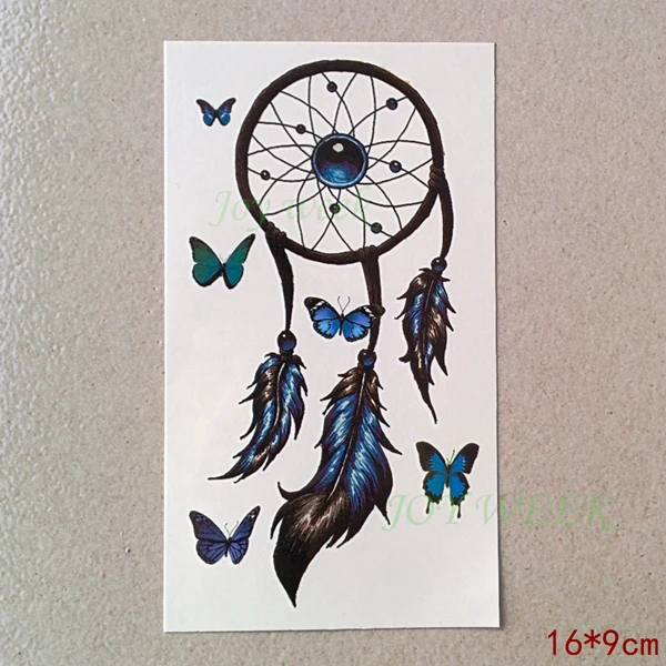Водостойкая Временная тату наклейка красочная Ловец снов Бабочка наклейки флэш