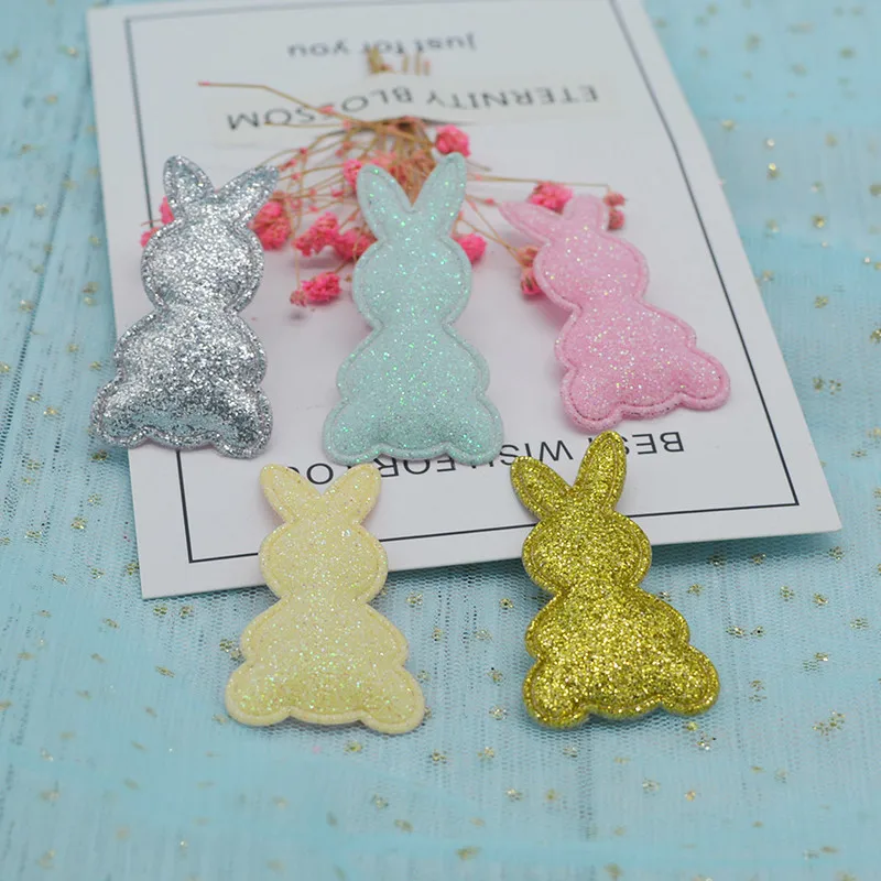Mix color 40 шт./партия 2,8*5 см Блестящий кролик мягкие аппликации для DIY ручной работы Детские аксессуары для волос подарок украшения Аксессуары - Цвет: Mix color