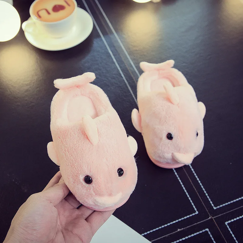 Новинка хлопковые тапочки с изображением дельфина зимняя домашняя обувь для