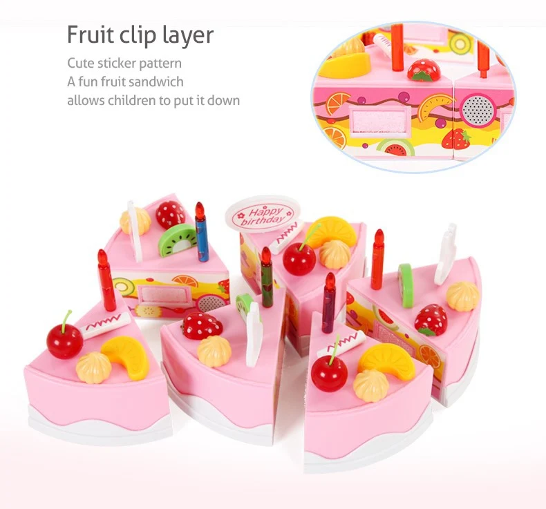 Beiens детская кухня 37pcs, игрушечная посуда торт ко дню рождения, игрушки для детей, сладости и конфеты еда, миниатюрная еда DIY