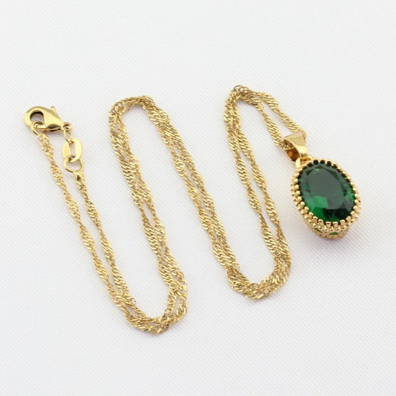 Ювелирные наборы золотого цвета для женщин свадебные зеленые камни CZ браслет
