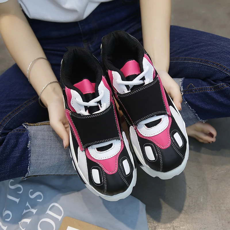 Harajuku/тонкие женские туфли на толстой подошве; Новинка года; дышащая повседневная обувь повышенная Женская обувь в Корейском стиле для студентов