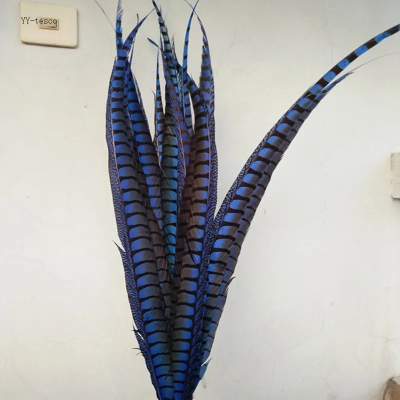 

100 Pcs sapphire Natural Lady Amherst Pheasant Feathers 90-100CM 36-40inch jewelry Wedding Decorations Pheasant Feather plume
