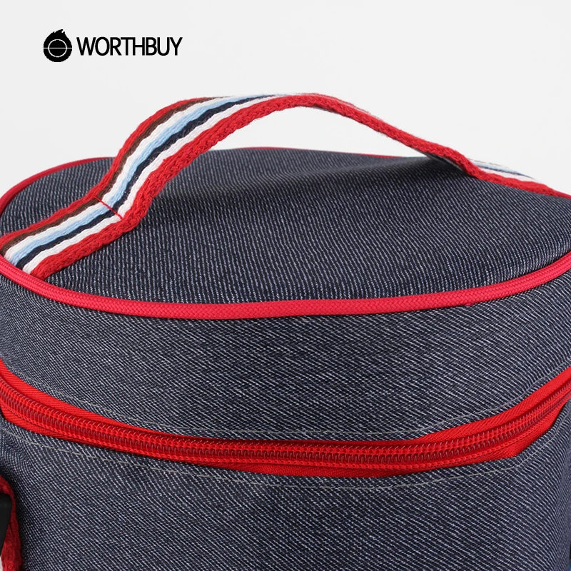 WORTHBUY термоизолированная джинсовая сумка для обеда, пылезащитная водонепроницаемая сумка для обеда, сумки с Tinfoil, переносная сумка для детей, для пикника