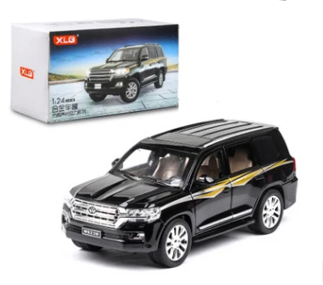 Black With Box 1:24 TOYOTA LAND CRUISER PRADO металлическая модель автомобиля с откидной спинкой для детей подарки на день рождения игрушки - Цвет: Black With Box