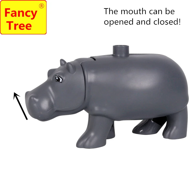 Совместим с Duplo большой блок животных бегемот жираф слон Обезьяна коричневый