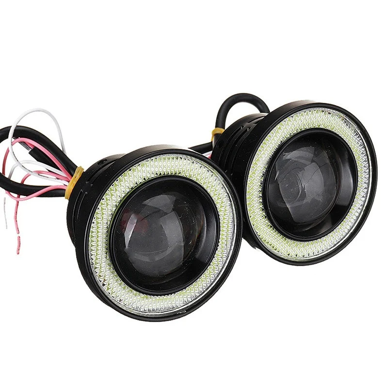 2,5 дюйма 64 мм Автомобильный внедорожник Белый светодиодный COB Halo Angel Eye Ring противотуманный светильник Лампа для проектора