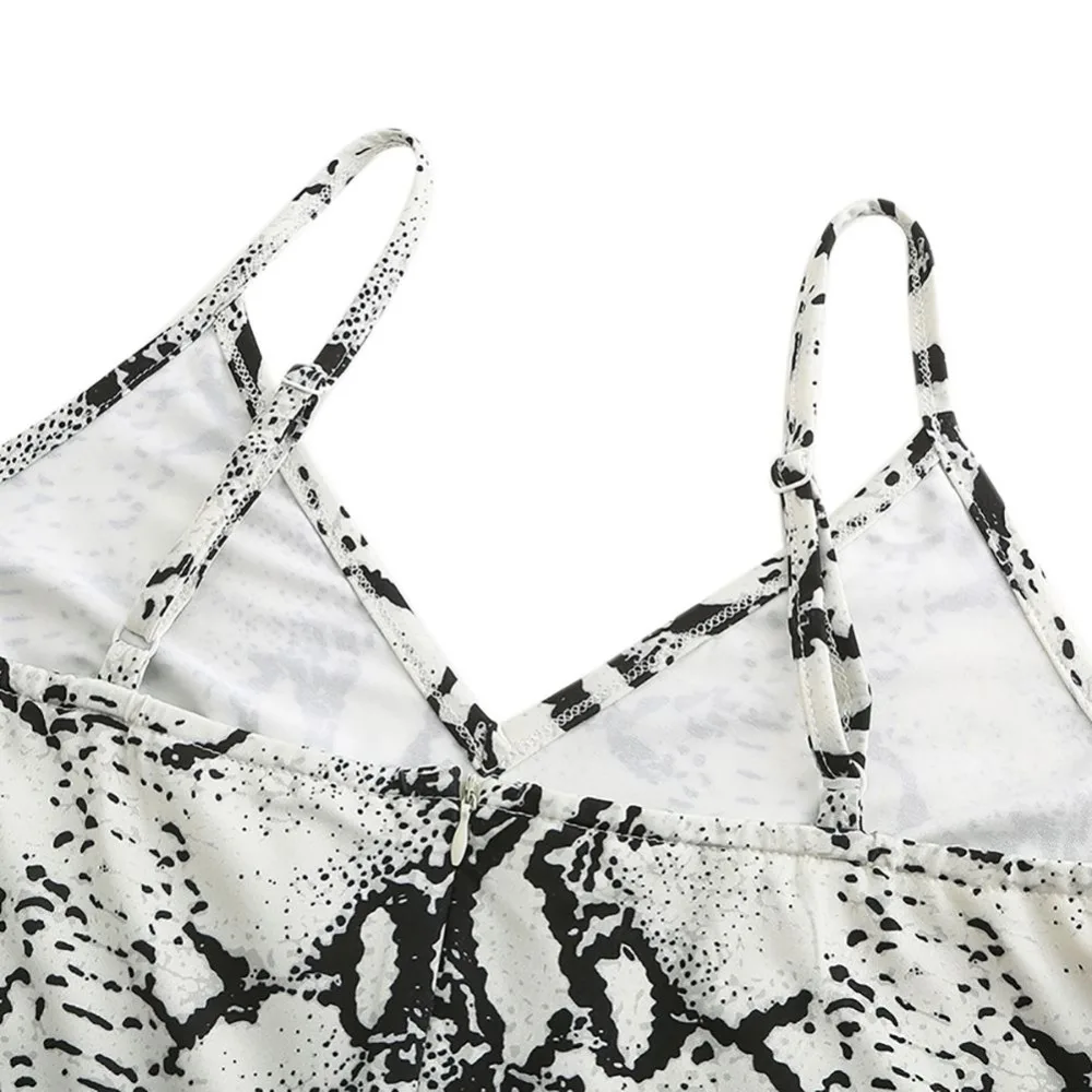 B Sexy V-neck Lace Stitching Women Dress Nightclubs Snake Pattern Knit Dresses Sleeveless Spaghetti Strap Party Vestidos - Очаровательное платье для женщин с кружевными вставками на глубоком декольте, в клубном стиле с узором змеи и без рукавов, на тонких