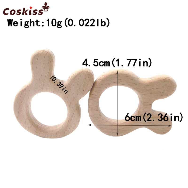Mordedor de madera Natural hecho a mano, conejo de haya, personalizado, colgante, respetuoso con el medio ambiente, seguro, juguetes para beb&eacute;s-5