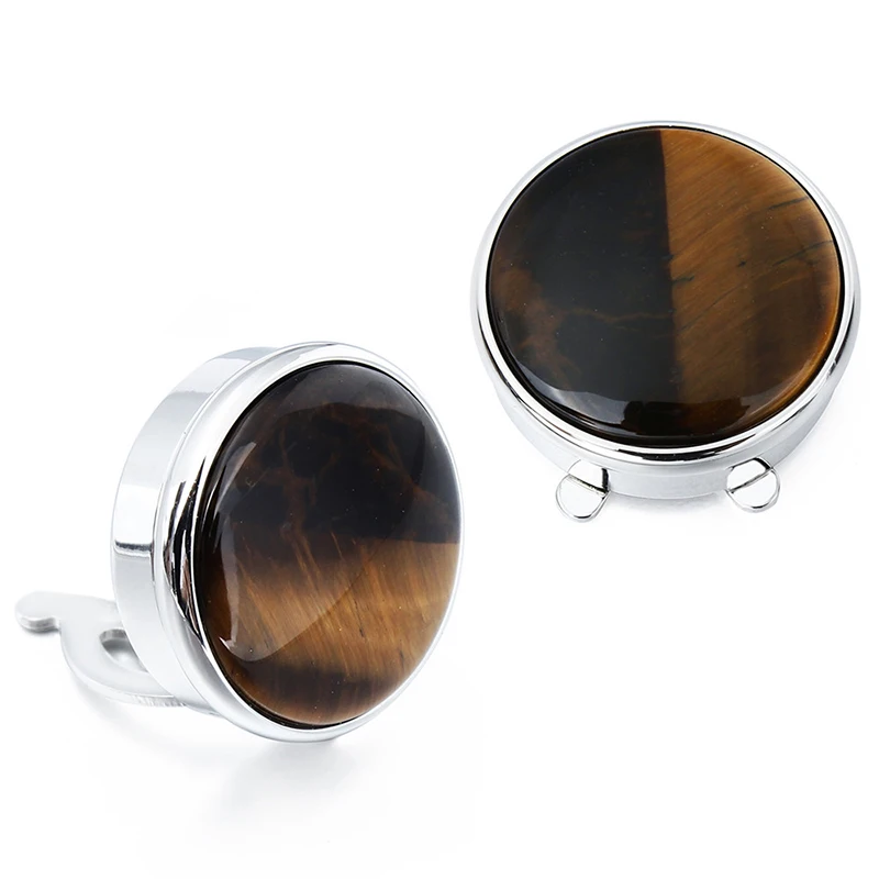 Tiger eye stone HAWSON 1 пара изящный натуральный камень крышка кнопки для мужчин французская рубашка высококачественные пуговицы для одежды - Окраска металла: Tiger eye stone